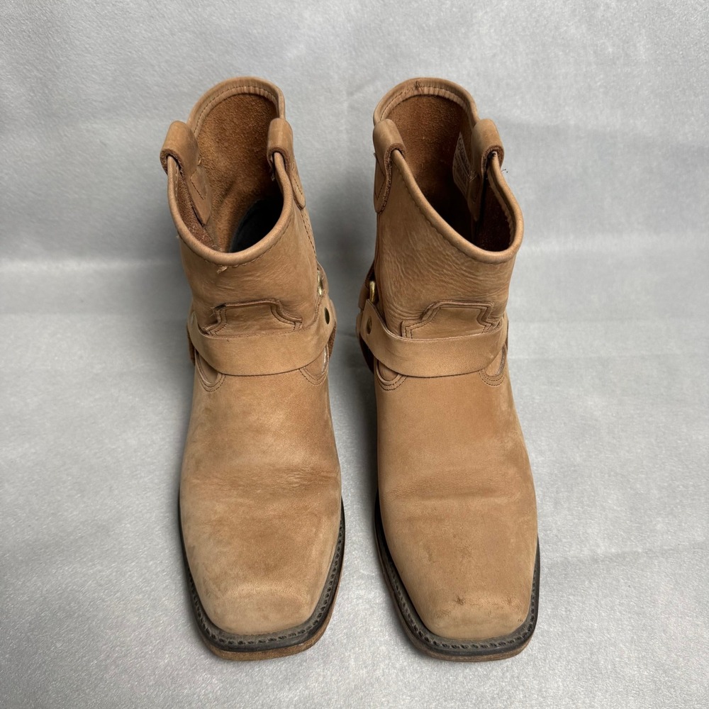Double H Tan Leather Harness Boots Square Toe Western Ankle Booties Womens
